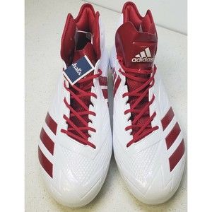 Men's Football White/Red Power Size 16 Adidas Adizero 5 Star 6.0 Mid Cleat - NEW